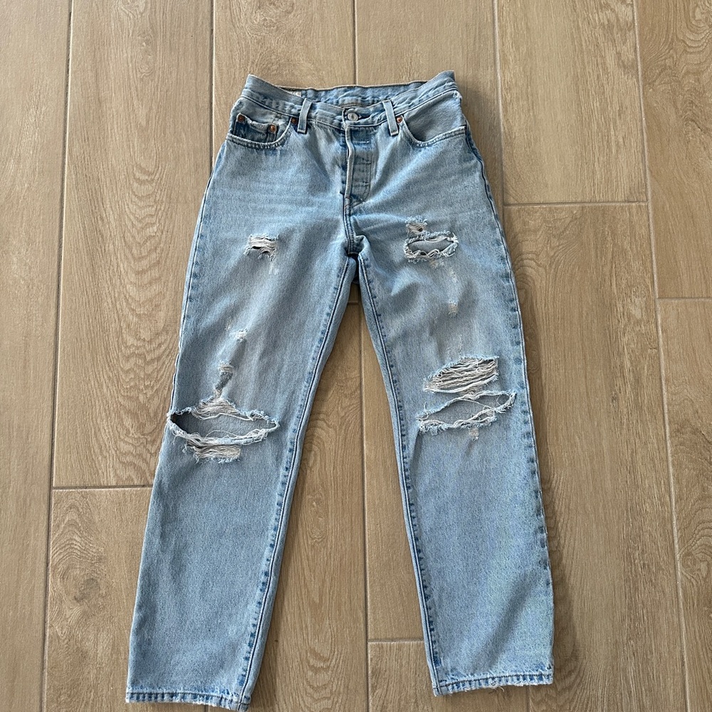 Levi's Distressed Light Blue Jeans